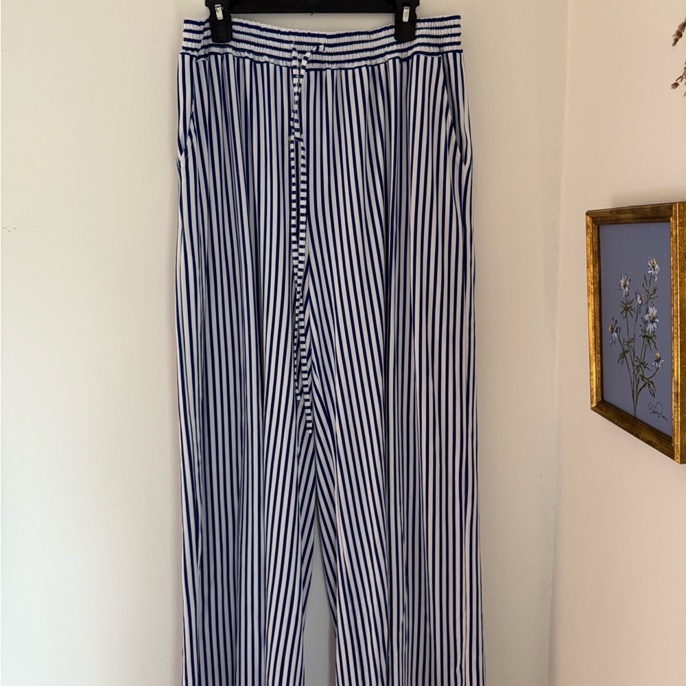 Blue and White Striped Women’s Pants